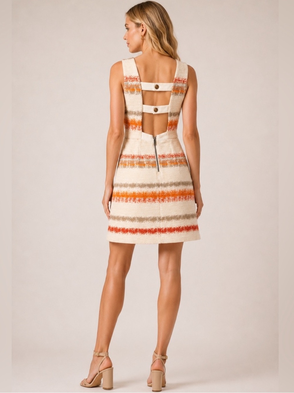 Alice + Olivia Multicolor Tweed Open Back Dress